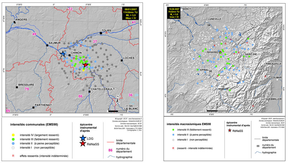 deux cartes macrosismiques